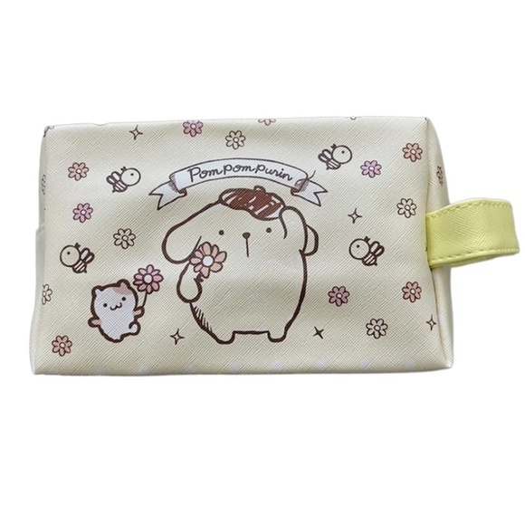 Pompompurin Travel Bag Medium Yellow NEW Faux Leather Cosmetic Pouch Zipper - Picture 1 of 10